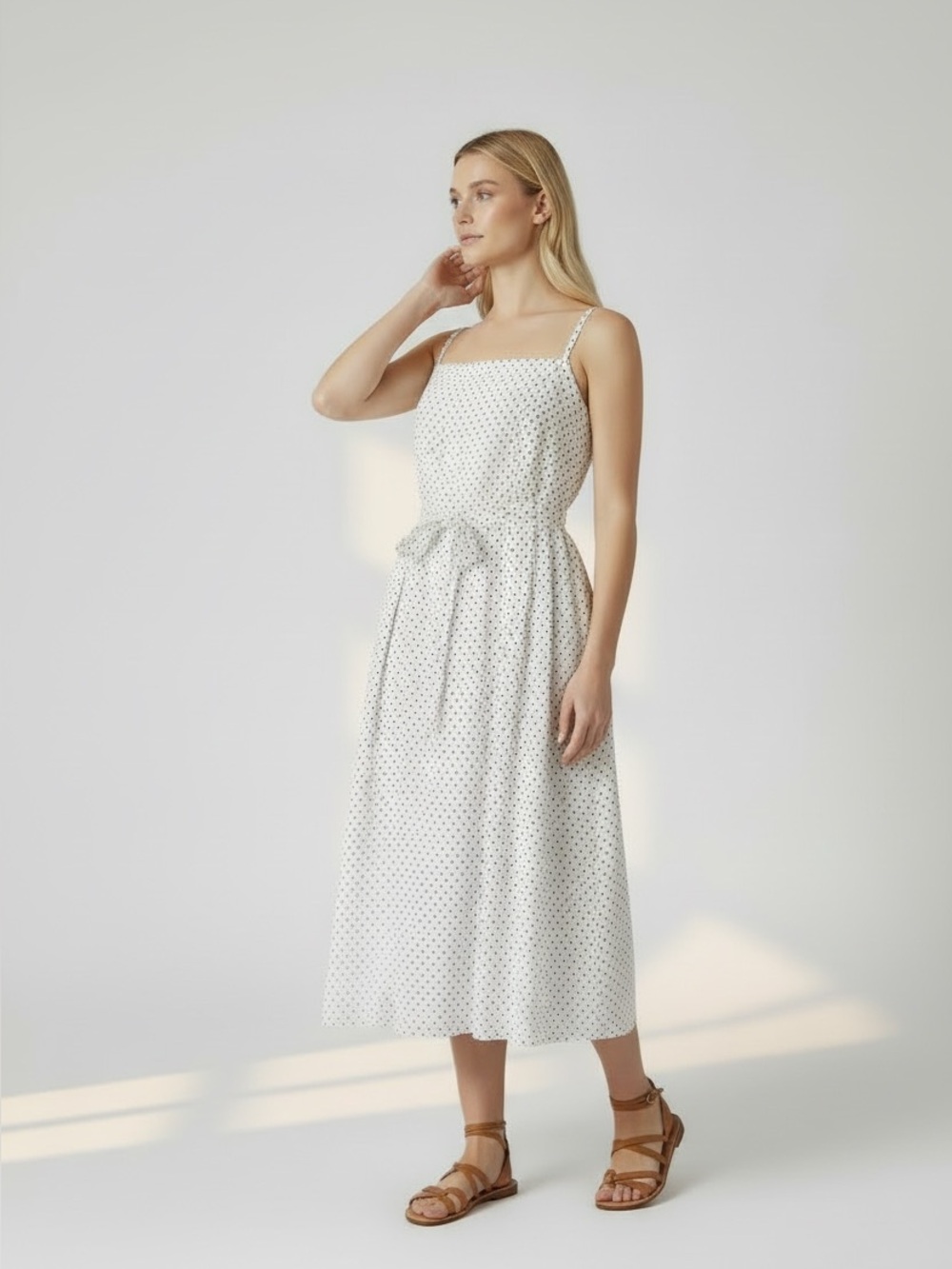 Kate Spade For Target White Polka Dot Dress 3X Sleeveless Smocked Pockets Flaw